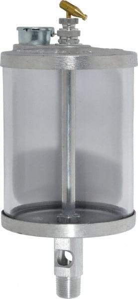 LDI Industries - 1 Outlet, Polymer Bowl, 0.95 L Manual-Adjustable Oil Reservoir - 1/2 NPTF Outlet, 4-1/4" Diam x 10-1/8" High, 71.11°C Max - Exact Tool & Supply