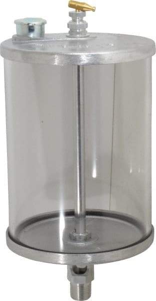LDI Industries - 1 Outlet, Polymer Bowl, 1.89 L Manual-Adjustable Oil Reservoir - 1/2 NPTF Outlet, 5-1/2" Diam x 12-1/16" High, 71.11°C Max - Exact Tool & Supply