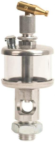 LDI Industries - 1 Outlet, Polymer Bowl, 29.6 mL Manual-Adjustable Oil Reservoir - 9/16-18 UNF Outlet, 1-1/2" Diam x 5-19/64" High, 71.11°C Max - Exact Tool & Supply