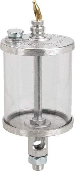 LDI Industries - 1 Outlet, Polymer Bowl, 0.47 L Manual-Adjustable Oil Reservoir - 5/8-18 UNF Outlet, 3-1/2" Diam x 8-15/16" High, 71.11°C Max - Exact Tool & Supply