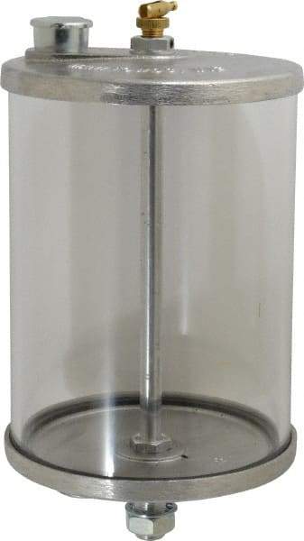 LDI Industries - Acrylic Bowl, 1.9 L Manual-Adjustable Oil Reservoir - 5/6-18 Straight Outlet, 5-1/2" Diam x 10-1/4" High - Exact Tool & Supply
