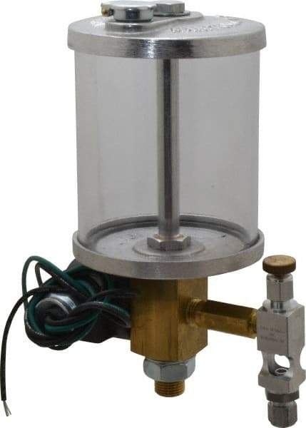 LDI Industries - 1 Outlet, Acrylic Bowl, 0.47 L Electric-Adjustable Oil Reservoir - 3-1/2" Diam x 7-7/8" High, 71.11°C Max - Exact Tool & Supply