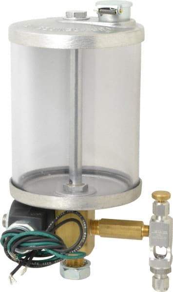 LDI Industries - 1 Outlet, Acrylic Bowl, 0.95 L Electric-Adjustable Oil Reservoir - 4-1/4" Diam x 9-21/64" High, 71.11°C Max - Exact Tool & Supply