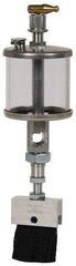 LDI Industries - 1 Outlet, Polymer Bowl, 1.89 L Manual-Adjustable Oil Reservoir - 5/8-18 UNF Outlet, 5-1/2" Diam x 11-5/16" High, 121.1 (Nylon Brush), 60°C (Polymer) Max - Exact Tool & Supply