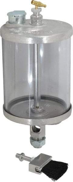 LDI Industries - 1 Outlet, Polymer Bowl, 0.95 L Manual-Adjustable Oil Reservoir - 5/8-18 UNF Outlet, 4-1/4" Diam x 9-3/8" High, 121.1 (Nylon Brush), 60°C (Polymer) Max - Exact Tool & Supply