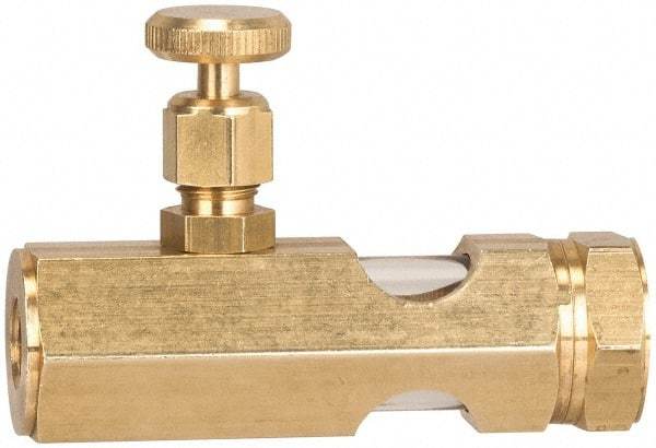 LDI Industries - 1/2 Outlet Thread, 1/2 Inlet Thread, Brass, Straight Valve, Oil Reservoir Needle Valve - 1 Outlet, FNPTF Inlet Thread, FNPTF Outlet Thread - Exact Tool & Supply