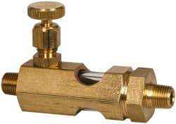 LDI Industries - 1/8 Outlet Thread, 1/8 Inlet Thread, Brass, Straight Valve, Oil Reservoir Needle Valve - 1 Outlet, MNPTF Inlet Thread, MNPTF Outlet Thread - Exact Tool & Supply