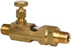 LDI Industries - 1/4 Outlet Thread, 1/4 Inlet Thread, Brass, Straight Valve, Oil Reservoir Needle Valve - 1 Outlet, MNPTF Inlet Thread, MNPTF Outlet Thread - Exact Tool & Supply