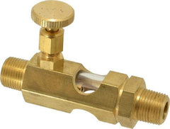 LDI Industries - 3/8 Outlet Thread, 3/8 Inlet Thread, Brass, Straight Valve, Oil Reservoir Needle Valve - 1 Outlet, MNPTF Inlet Thread, MNPTF Outlet Thread - Exact Tool & Supply