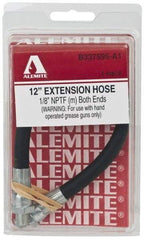 Alemite - 12" Long, 6,000 psi Operating Pressure, Thermoplastic Grease Gun Hose - 1/8 NPTF, 12,000 psi Burst Pressure - Exact Tool & Supply