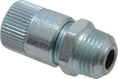 Alemite - Straight Head Angle, 1/8 PTF Carbon Steel Standard Grease Fitting - 7/16" Hex, 31/32" Overall Height, 1/4" Shank Length, 10,000 Operating psi, Zinc Plated Finish - Exact Tool & Supply