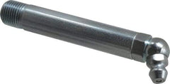 Alemite - 65° Head Angle, 1/8 PTF Carbon Steel Standard Grease Fitting - 3/8" Hex, 2-3/4" Overall Height, 2-1/4" Shank Length, 10,000 Operating psi, Zinc Plated Finish - Exact Tool & Supply