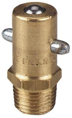 Alemite - Straight Head Angle, 1/8 PTF Brass Pin-Style Grease Fitting - 7/16" Hex, 31/32" Overall Height, 17/64" Shank Length, 3,000 Operating psi, Zinc Plated Finish - Exact Tool & Supply
