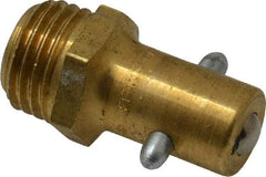 Alemite - Straight Head Angle, 1/4 NPTF Brass Pin-Style Grease Fitting - 17/32" Hex, 1-3/32" Overall Height, 5/16" Shank Length, 3,000 Operating psi, Zinc Plated Finish - Exact Tool & Supply