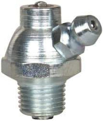 Alemite - 60° Head Angle, 1/8 PTF PVC Shut-Off Grease Fitting - 5/8" Hex, 1" Overall Height, 17/64" Shank Length, Zinc Plated Finish - Exact Tool & Supply