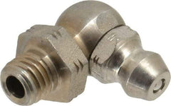 Alemite - 90° Head Angle, 1/4-28 Taper Stainless Steel Standard Grease Fitting - 3/8" Hex, 3/4" Overall Height, 13/64" Shank Length - Exact Tool & Supply