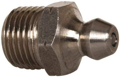 Alemite - 67.5° Head Angle, 1/8 PTF Nickel/Copper Standard Grease Fitting - 7/16" Hex, 61/64" Overall Height, 11/32" Shank Length - Exact Tool & Supply