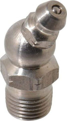 Alemite - 30° Head Angle, 1/8 PTF Nickel/Copper Standard Grease Fitting - 7/16" Hex, 1-1/4" Overall Height, 11/32" Shank Length - Exact Tool & Supply