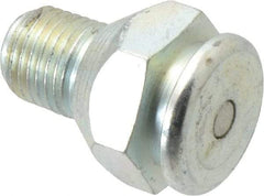 Alemite - Straight Head Angle, 1/4 NPTF Button-Head Grease Fitting - 7/8" Hex, 1-1/4" Overall Height, 1/2" Shank Length, 15,000 Operating psi, Zinc Plated Finish - Exact Tool & Supply