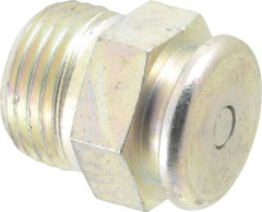 Alemite - Straight Head Angle, 1/2 NPTF Button-Head Grease Fitting - 7/8" Hex, 1-1/16" Overall Height, 1/2" Shank Length, 15,000 Operating psi, Zinc Plated Finish - Exact Tool & Supply