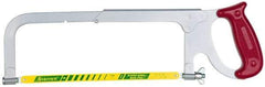 Starrett - 8, 10, 12" Hacksaw - 3-3/4" Throat Depth, Plastic Handle, Red Plastic D-Style Handle - Exact Tool & Supply