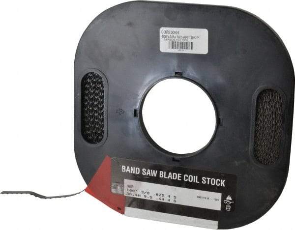 M.K. MORSE - 3/8" x 100' x 0.025" Carbon Steel Band Saw Blade Coil Stock - 4 TPI, Toothed Edge, Skip Form, Raker Set, Flexible Back, Constant Pitch, - Exact Tool & Supply