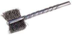 Osborn - 1-1/8" Diam Flat Steel Tube Brush - 0.005" Filament Diam, 5/8" Brush Length, 2-1/4" OAL, 1/8" Diam Shank - Exact Tool & Supply