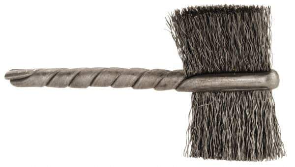 Osborn - 1" Diam Flat Steel Tube Brush - 0.005" Filament Diam, 5/8" Brush Length, 2-1/4" OAL, 1/8" Diam Shank - Exact Tool & Supply