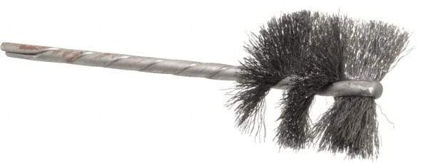 Osborn - 1-1/8" Diam Helical Steel Tube Brush - 0.005" Filament Diam, 1" Brush Length, 3-1/2" OAL, 1/8" Diam Shank - Exact Tool & Supply