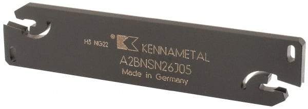 Kennametal - 1.0236" Blade Height, 0.1732" Blade Width, 4.3307" OAL, Neutral Cut, Double End Indexable Cut-Off Blade - 40mm Max Depth of Cut, A2BNSN Blade, A2 Cut-Off Series - Exact Tool & Supply