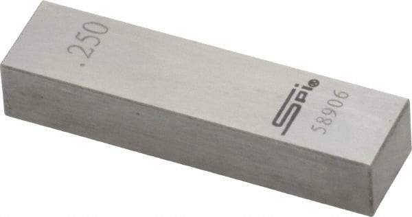 SPI - 0.25" Rectangular Steel Gage Block - Accuracy Grade 0, Includes NIST Traceability Certification - Exact Tool & Supply