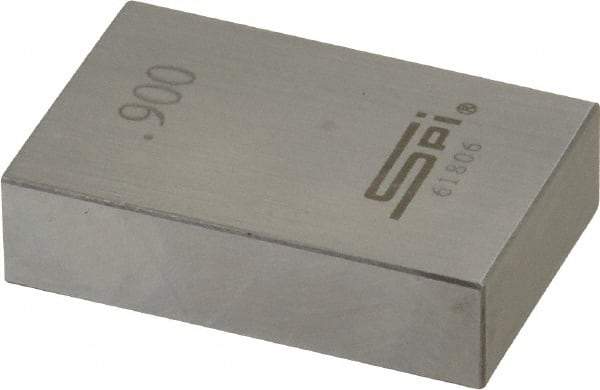 SPI - 0.9" Rectangular Steel Gage Block - Accuracy Grade 0, Includes NIST Traceability Certification - Exact Tool & Supply