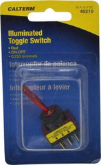 Gardner Bender - 2 Position, 12 Volt, 20 Amp, 1/2 Hole Diam, Glow Toggle Switch - On Off Sequence, 1 Switch, Red - Exact Tool & Supply