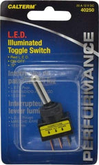 Gardner Bender - 2 Position, 12 Volt, 16 Amp, 1/2 Hole Diam, Red LED Glow Dot Toggle Switch - On Off Sequence, 1 Switch, Black - Exact Tool & Supply