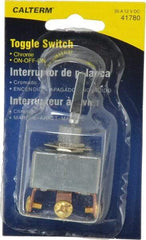 Gardner Bender - 3 Position, 12 Volt, 35 Amp, 1/2 Hole Diam, Heavy Duty Toggle Switch - On Off On Sequence, 1 Switch, Chrome/Black - Exact Tool & Supply