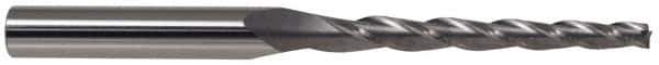 Made in USA - 10° Taper Angle per Side, 1/4" Small End Diam, 2-1/4" LOC, High Speed Steel 4 Flute Tapered Ball End Mill - 4-1/4" OAL, 3/4" Shank Diam - Exact Tool & Supply