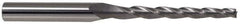 Made in USA - 10° Taper Angle per Side, 1/4" Small End Diam, 2-1/4" LOC, High Speed Steel 4 Flute Tapered Ball End Mill - 4-1/4" OAL, 3/4" Shank Diam - Exact Tool & Supply