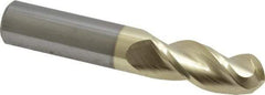 Accupro - 1/2" Diam, 1-1/4" LOC, 3 Flute Solid Carbide Ball End Mill - ZrN Finish, Single End, 3" OAL, 1/2" Shank Diam, Spiral Flute - Exact Tool & Supply
