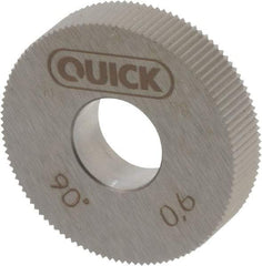 Value Collection - 27/32" Diam, 90° Tooth Angle, 42 TPI, Standard (Shape), Cut Type Powdered Metal High Speed Steel Straight Knurl Wheel - 0.197" Face Width, Circular Pitch, Bright Finish - Exact Tool & Supply