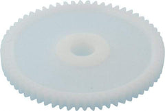 Made in USA - 32 Pitch, 2" Pitch Diam, 2-1/16" OD, 64 Tooth Spur Gear - 3/16" Face Width, 5/16" Bore Diam, 43/64" Hub Diam, 20° Pressure Angle, Acetal - Exact Tool & Supply