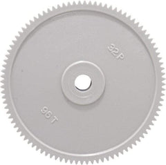 Made in USA - 32 Pitch, 3" Pitch Diam, 3-1/16" OD, 96 Tooth Spur Gear - 3/16" Face Width, 5/16" Bore Diam, 13/16" Hub Diam, 20° Pressure Angle, Acetal - Exact Tool & Supply