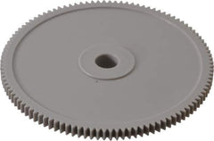 Made in USA - 48 Pitch, 2-1/4" Pitch Diam, 2.292" OD, 108 Tooth Spur Gear - 1/8" Face Width, 1/4" Bore Diam, 39/64" Hub Diam, 20° Pressure Angle, Acetal - Exact Tool & Supply