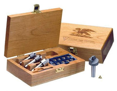 Everede Tool - 4 Countersinks, 90° Included Angle, 1/8 to 0.621" Cut Diam Smallest Tool, 1/2 to 0.996" Cut Diam Largest Tool, Triangle TPGH 215 Inserts Indexable Countersink Set - 3/8, 1/2" Shank Diam, 1/4° Inscribed Circle, 10 Inserts - Exact Tool & Supply