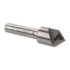 Everede Tool - 82° Included Angle, 0.583" Max Cut Diam, 5/8" Body Diam, 3/8" Shank Diam, 2-1/2" OAL, Indexable Countersink - 1 Triangle Insert, TPGH 215 Insert Style, Series IND - Exact Tool & Supply