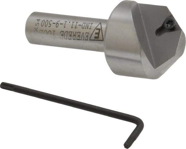Everede Tool - 90° Included Angle, 0.996" Max Cut Diam, 1-1/8" Body Diam, 1/2" Shank Diam, 2-1/2" OAL, Indexable Countersink - 1 Triangle Insert, TPGH 215 Insert Style, Series IND - Exact Tool & Supply