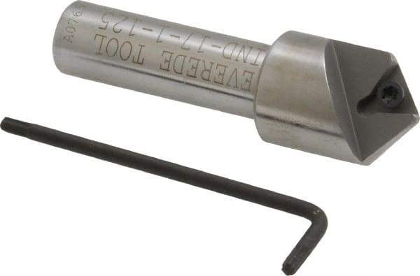 Everede Tool - 100° Included Angle, 0.719" Max Cut Diam, 3/4" Body Diam, 1/2" Shank Diam, 2-1/2" OAL, Indexable Countersink - 1 Triangle Insert, TPGH 215 Insert Style, Series IND - Exact Tool & Supply