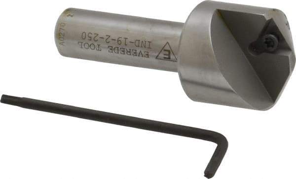Everede Tool - 120° Included Angle, 0.866" Max Cut Diam, 1" Body Diam, 1/2" Shank Diam, 2-1/2" OAL, Indexable Countersink - 1 Triangle Insert, TPGH 215 Insert Style, Series IND - Exact Tool & Supply