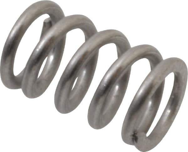 Value Collection - 0.3" OD, 0.047" Wire, 1/2" Free Length, Compression Spring - 77.98 Lb Spring Rating, Stainless Steel - Exact Tool & Supply
