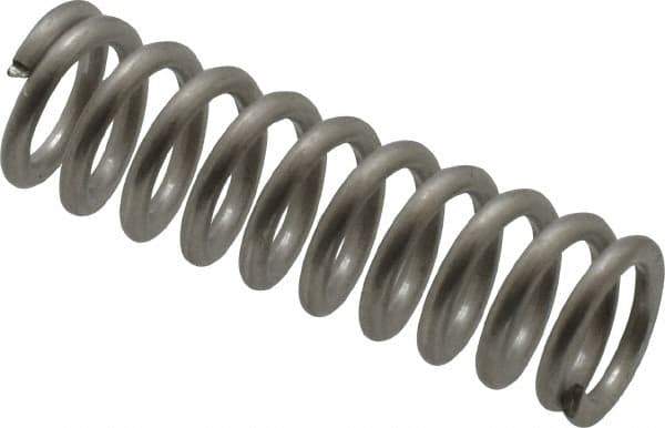 Value Collection - 0.3" OD, 0.047" Wire, 1" Free Length, Compression Spring - 34.94 Lb Spring Rating, Stainless Steel - Exact Tool & Supply