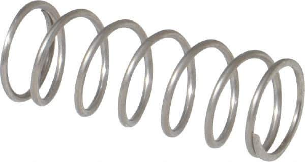 Value Collection - 0.36" OD, 0.032" Wire, 1" Free Length, Compression Spring - 5.92 Lb Spring Rating, Stainless Steel - Exact Tool & Supply